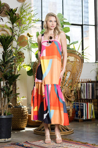 Multicolor Elegant Maxi Summer Dress: MULTI / SMALL