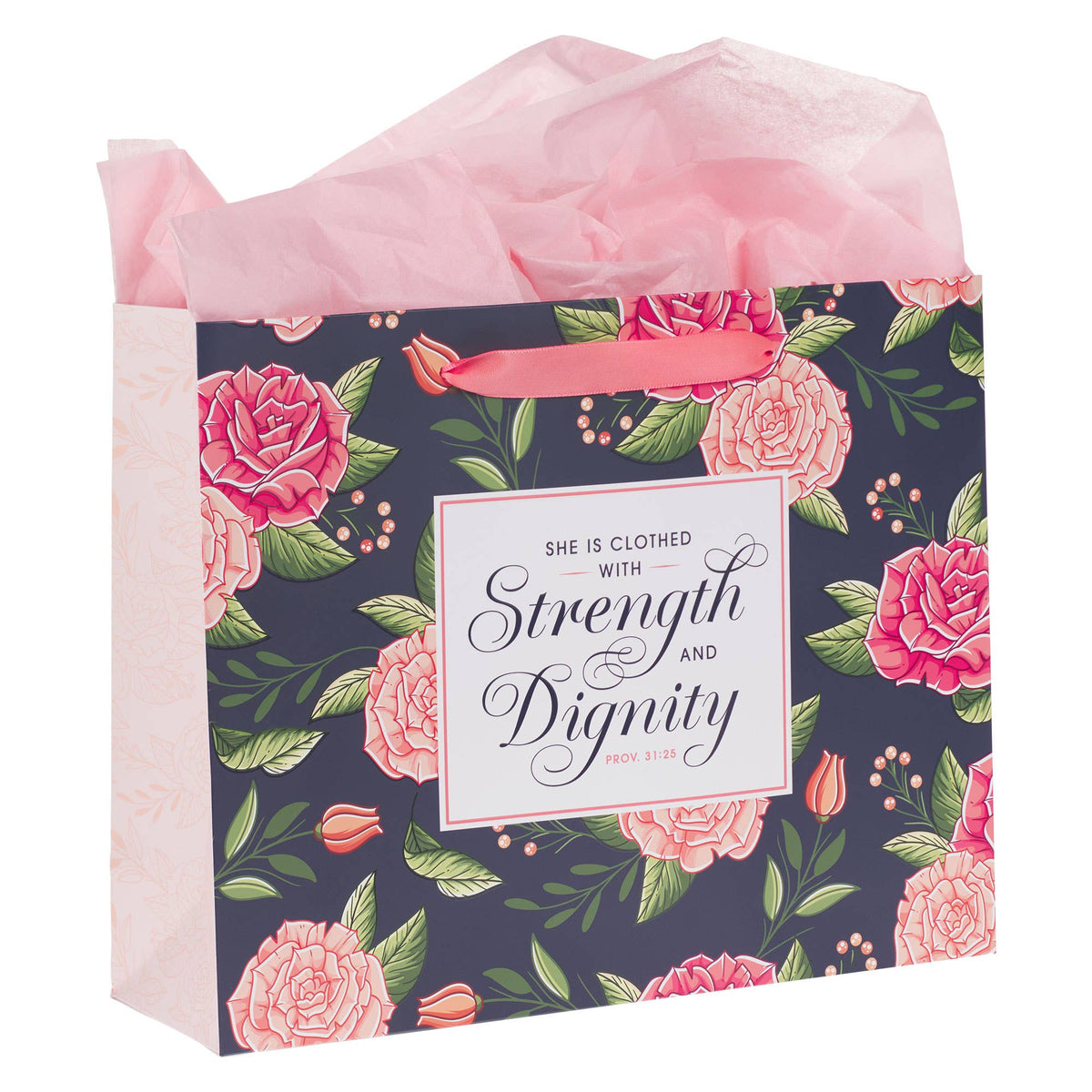 Strength and Dignity Rose Large Gift Bag & Card - Prov 31