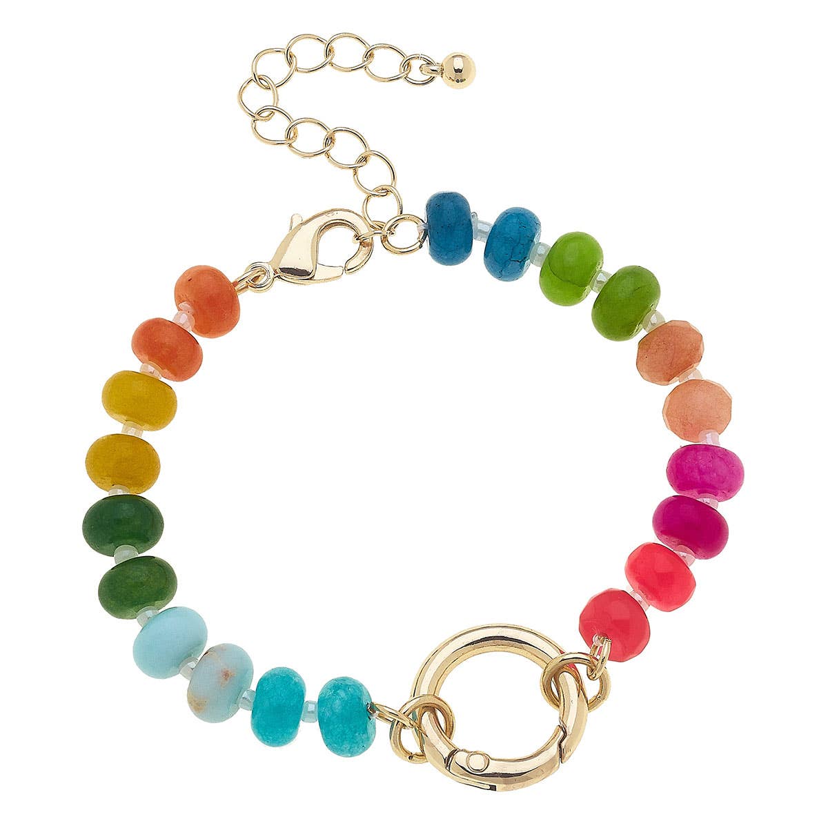 CANVAS STYLE CHARM BAR -Lucy Gemstone Beaded Charm Bracelet Base in Rainbow Multi