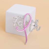 Breast Cancer Awareness Pink Ribbon Silver Faith Brooch