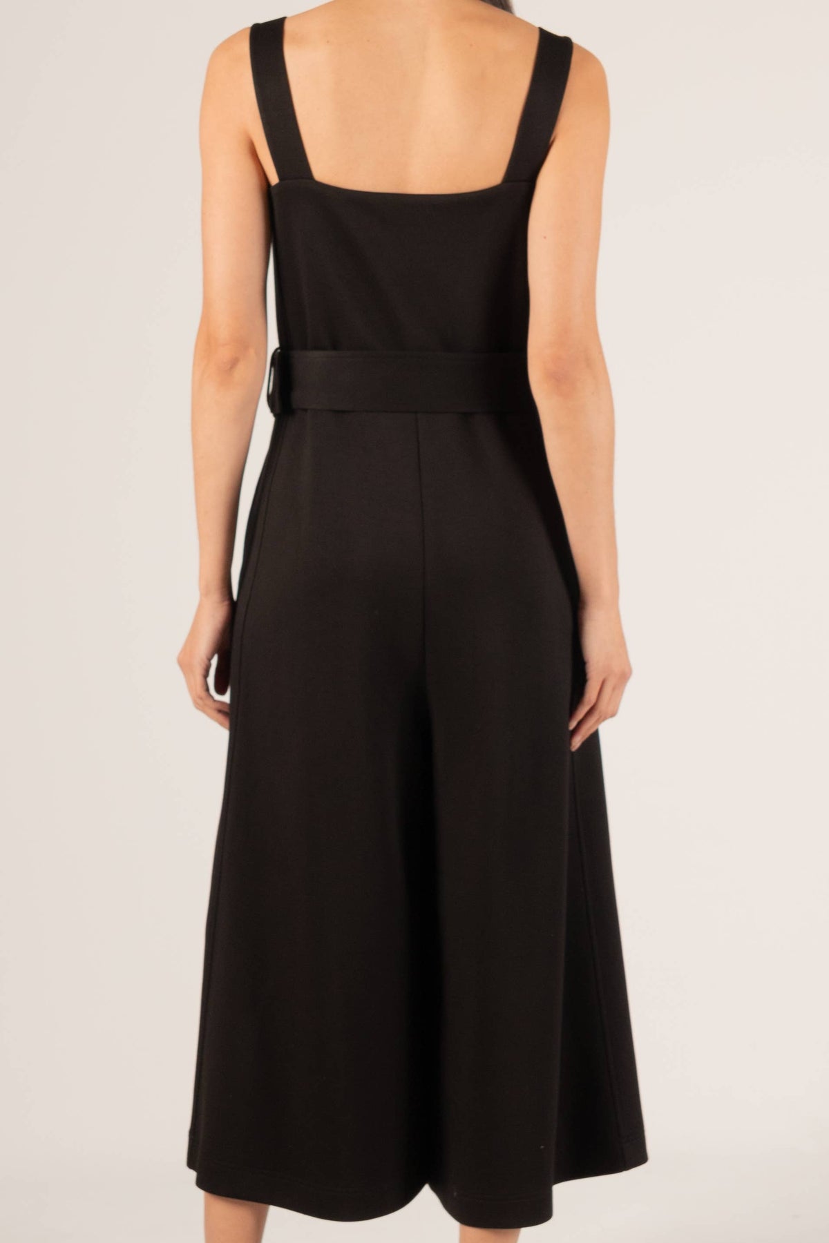 P. CILL Butter Modal Belted Culotte Jumpsuit: Black