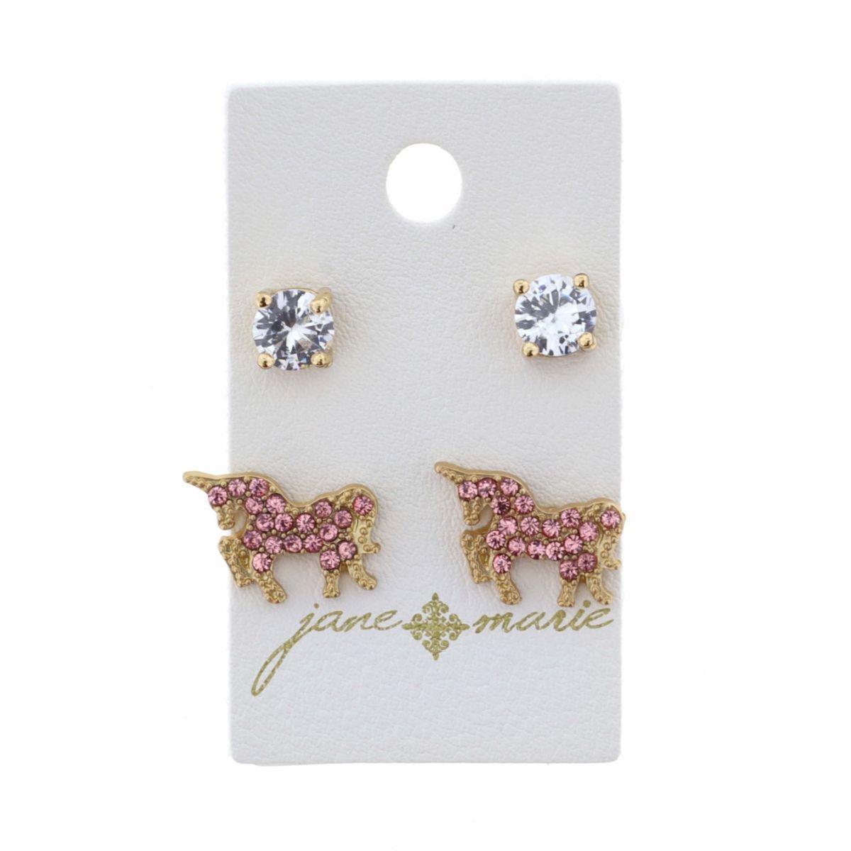 Kids Clear Crystal Stud Earrings 2 piece Set