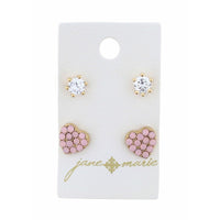 Kids Clear Crystal Stud Earrings 2 piece Set