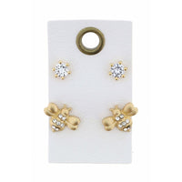 Kids Clear Crystal Stud Earrings 2 piece Set