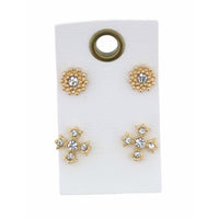 Kids Clear Crystal Stud Earrings 2 piece Set