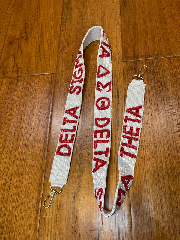 Red and White Delta Sigma Theta Sorority Purse Strap