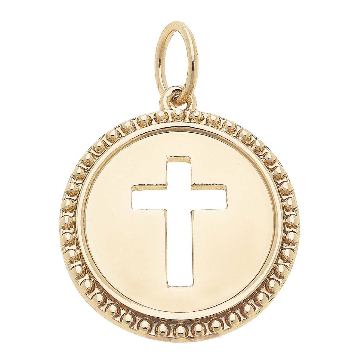 CANVAS STYLE CHARM BAR -Cross Coin Charm in Shiny Gold