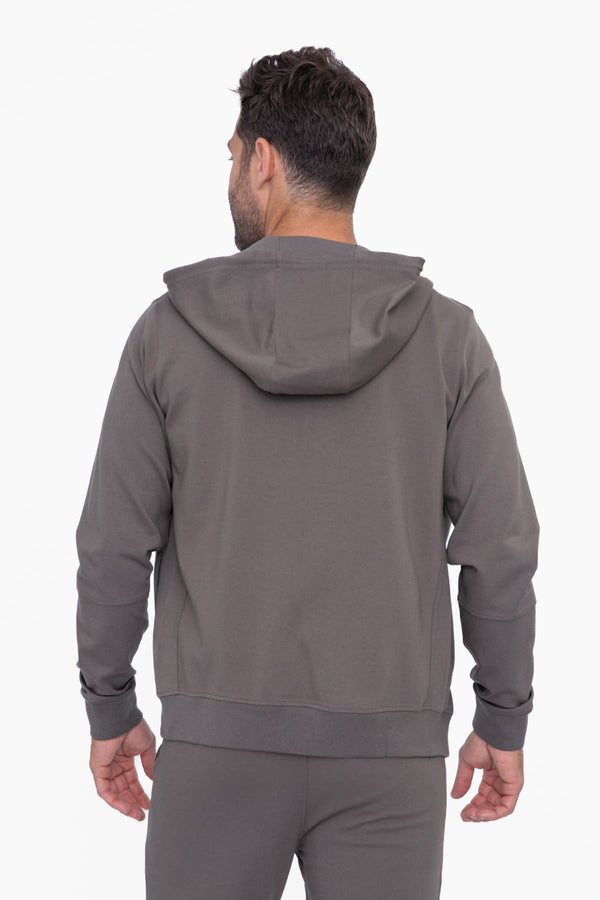 Men's Olive Sleek Knit Zip Up Performance Hoodie