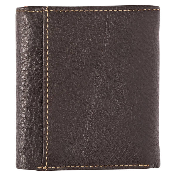 Best Dad Brown and Tan Genuine Leather Trifold Wallet