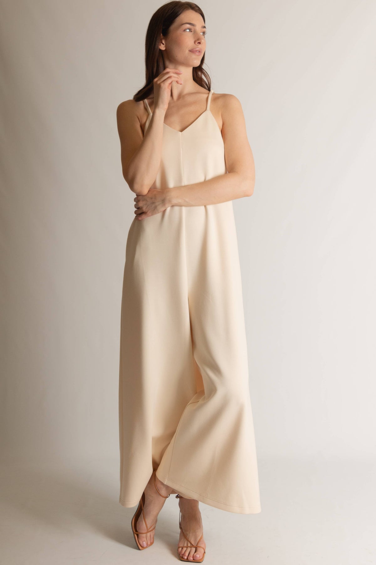 P. CILL Butter Modal V-Neck Wide Leg Jumpsuit