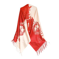 DST Sorority Red Cream Block Fashion Shawl Scarf