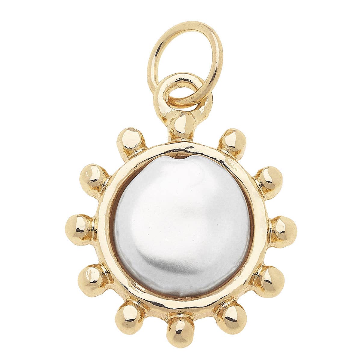 CANVAS STYLE CHARM BAR -Mother of Pearl Coin Charm in Shiny Gold