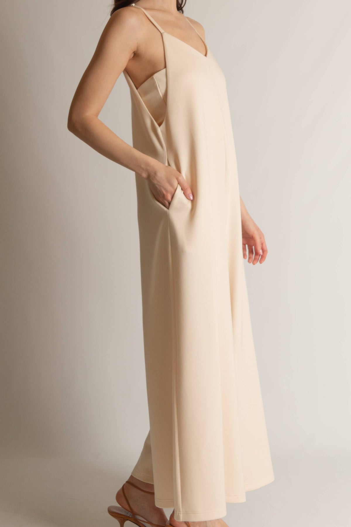 P. CILL Butter Modal V-Neck Wide Leg Jumpsuit