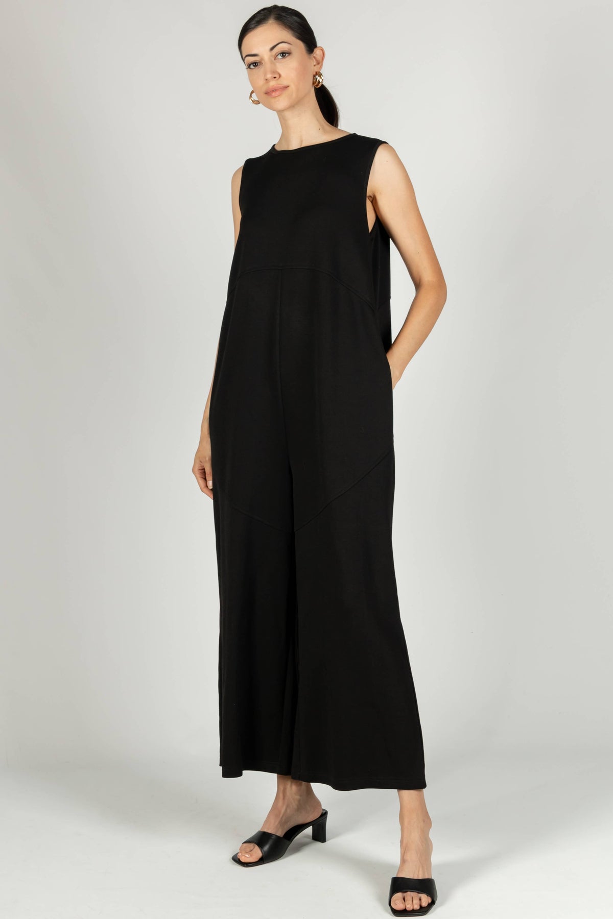 P. CILL Butter Modal Binding Detail Jumpsuit: Black