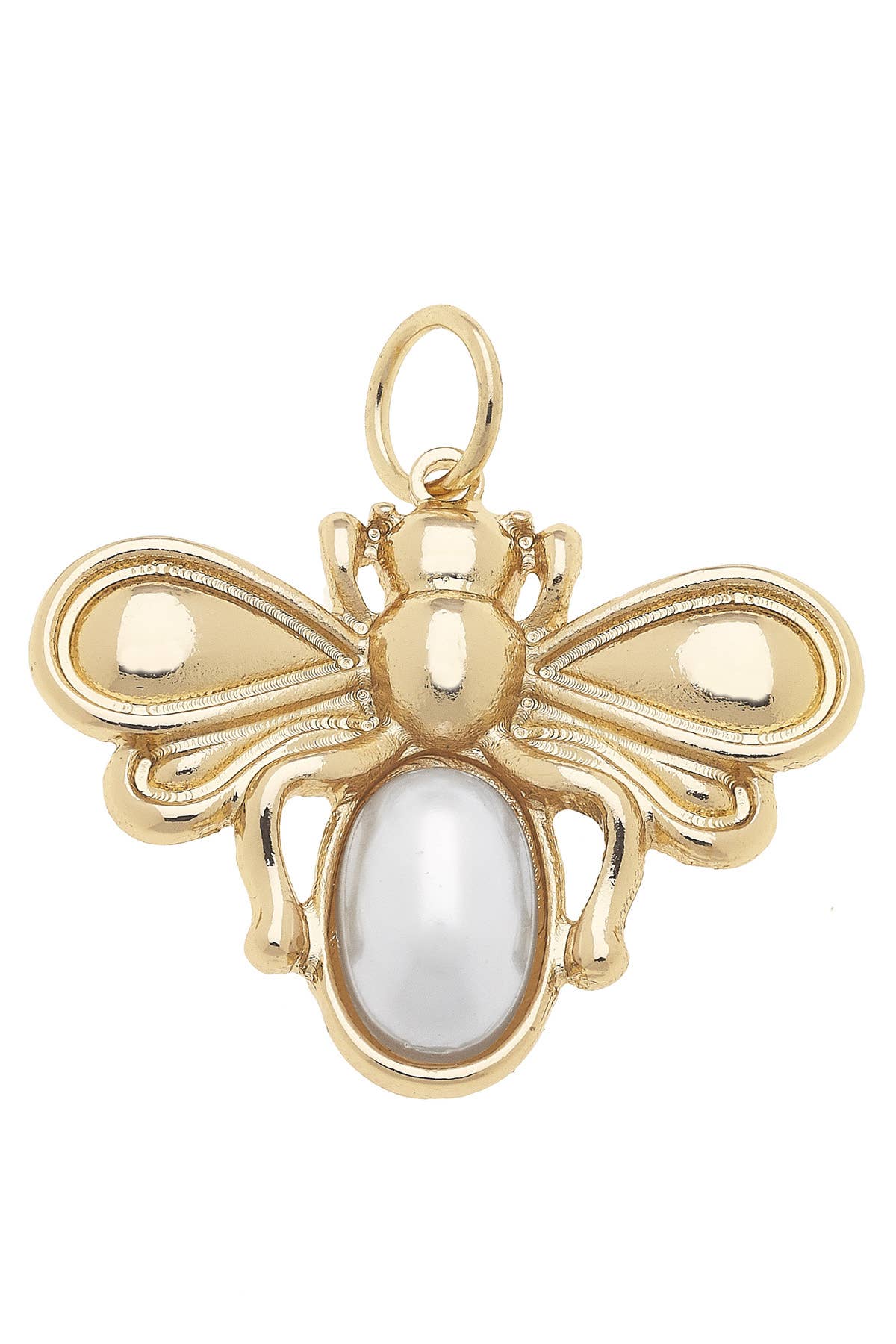 CANVAS STYLE CHARM BAR - Pearl Bumble Bee Charm in Shiny Gold