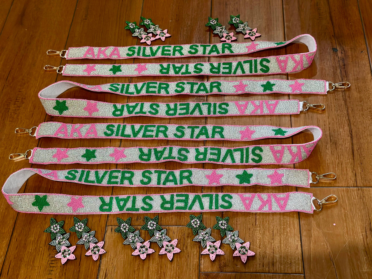 Silver Stars AKA Sorority Beaded Purse Strap