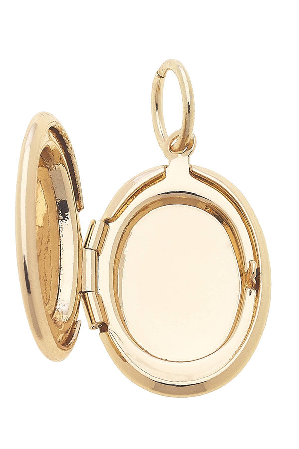 CANVAS STYLE CHARM BAR -Oval Shaped Locket Charm in Shiny Gold