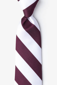 Maroon and White College Collegiate Stripe - School Colors: Self-Tie Bowtie