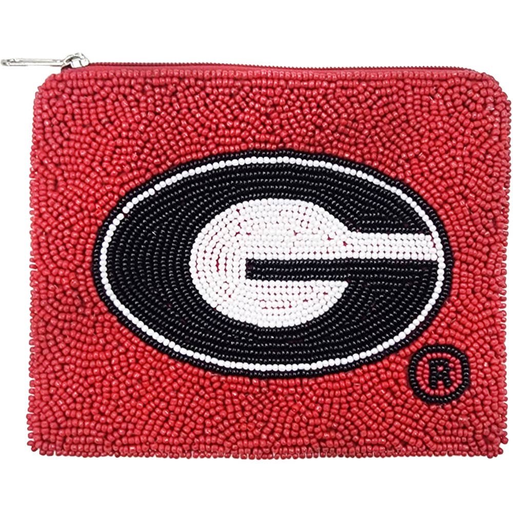 GEORGIA BULLDOG RED GAME DAY BEADED POUCH