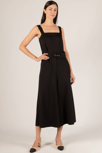 P. CILL Butter Modal Belted Culotte Jumpsuit: Black