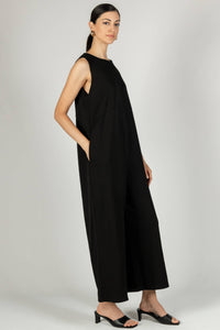 P. CILL Butter Modal Binding Detail Jumpsuit: Black