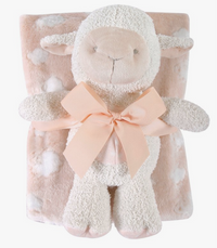 Blanket Toy Set - Blue Lamb, Pink Lamb & Gray