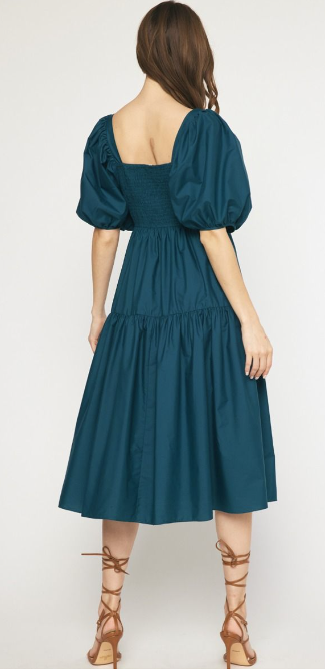 Riley Puff Sleeve Midi Dress