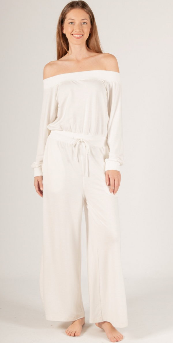 Tori  White Terry Jumpsuit