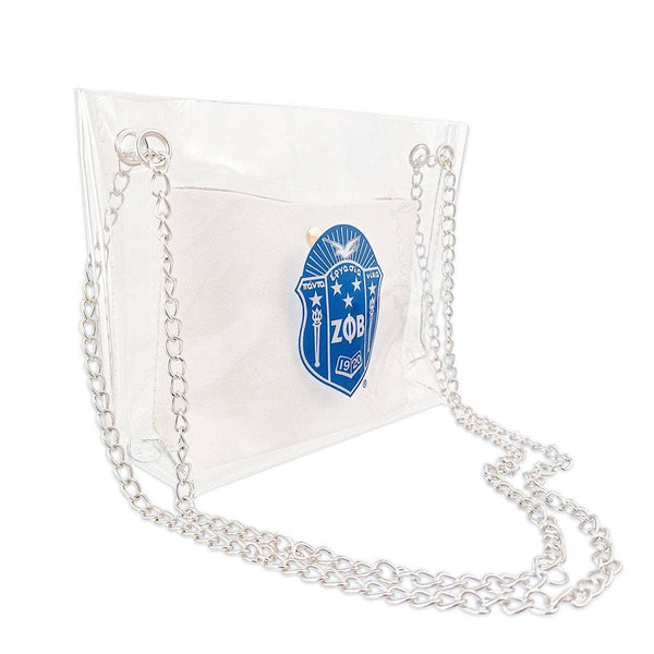 Shoulder Bag Blue Zeta Sorority Purse for Women: Blue and White / Rhodium / 6.75 x 2.25 x 7.5 inches