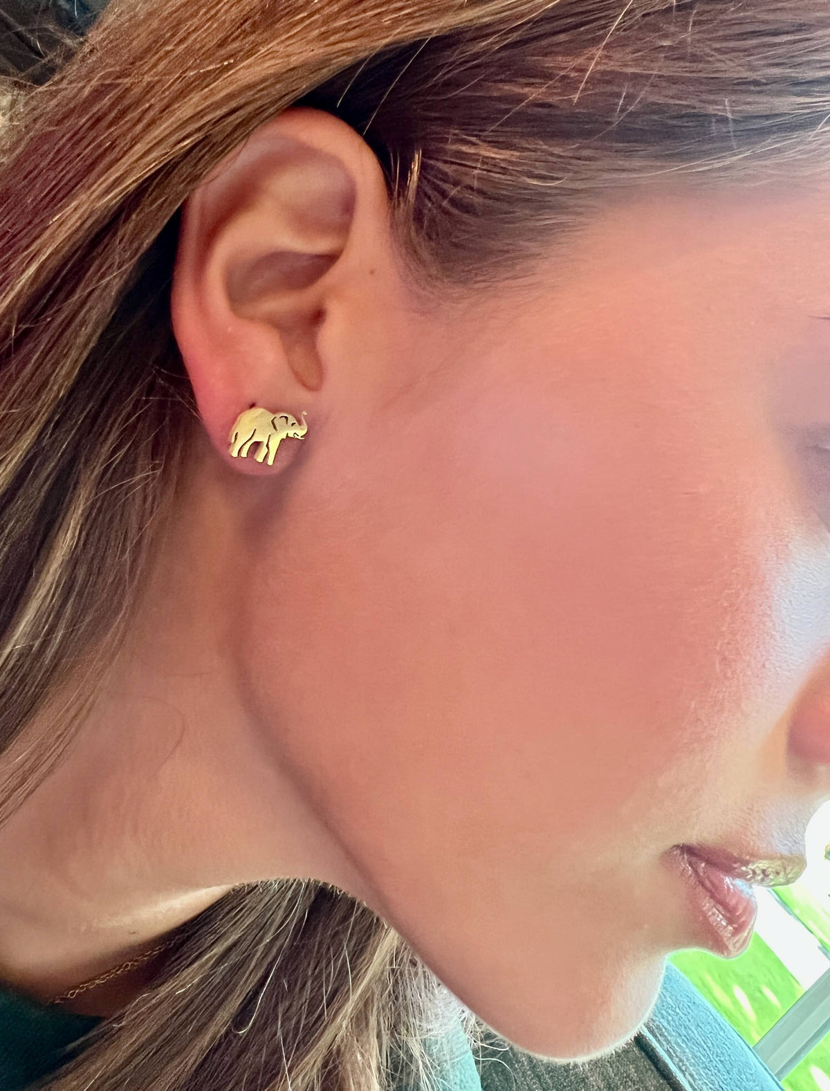 Cute Elephant Earrings, Gold Stud Elephant Earrings, Alabama