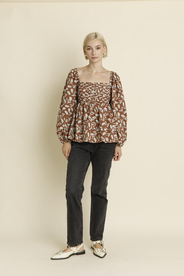 Cecilia SHIRRED PINTUCK PLEAT BLOUSE