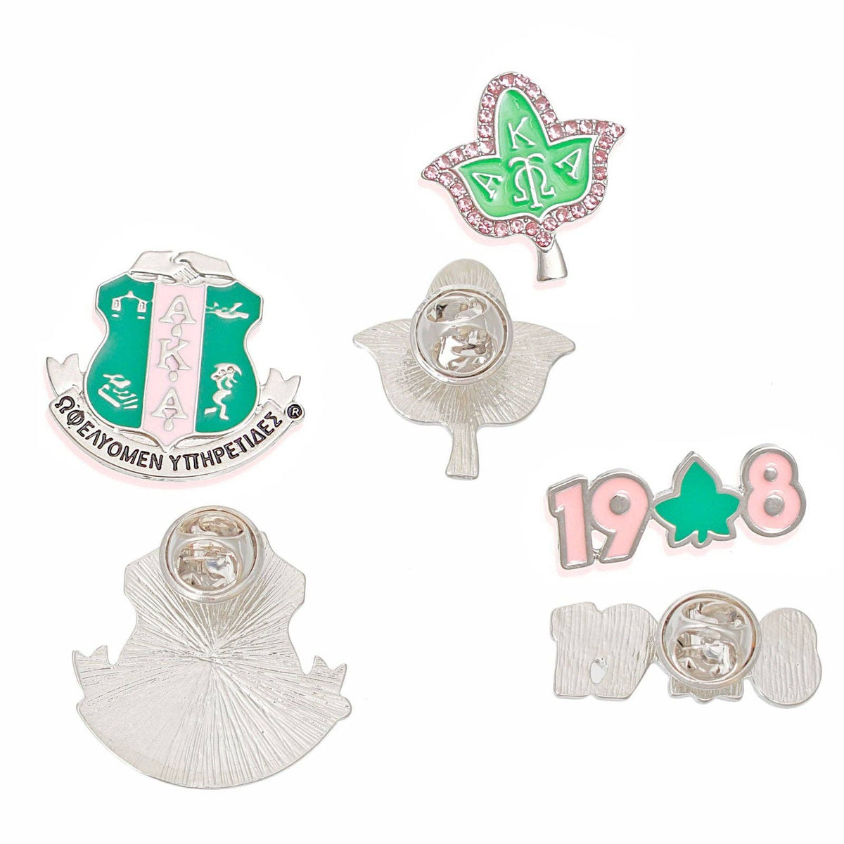 AKA Sorority Pin Set Pink Green