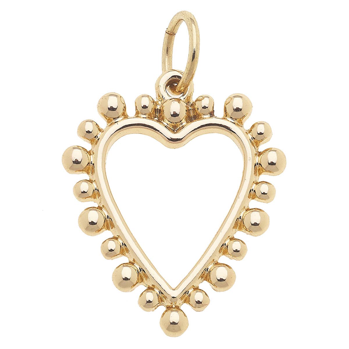 CANVAS STYLE CHARM BAR - Studded Open Heart Charm in Shiny Gold