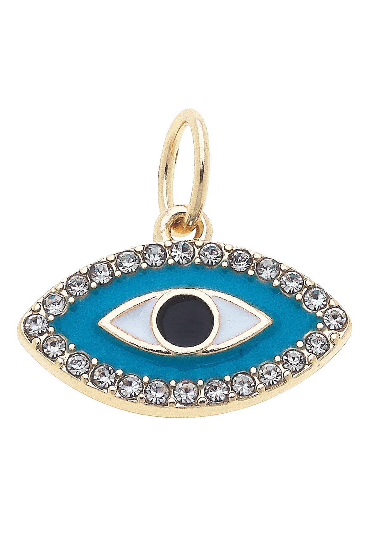 CANVAS STYLE CHARM BAR -Pave Evil Eye Charm in Turqouise