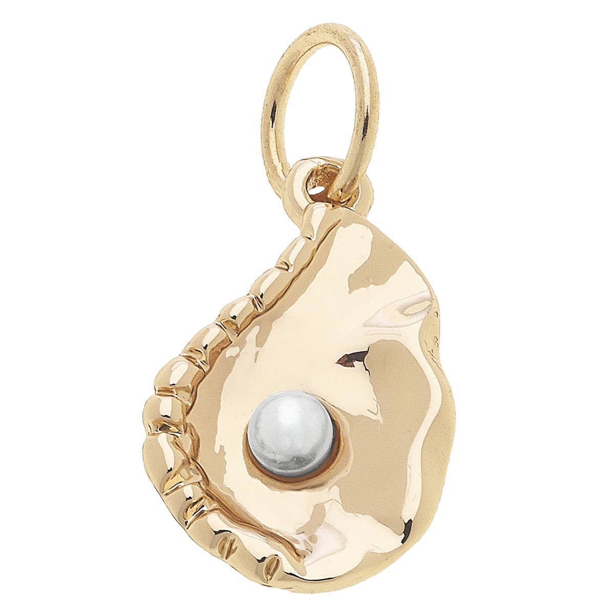 CANVAS STYLE CHARM BAR - Pearl Oyster Charm in Shiny Gold