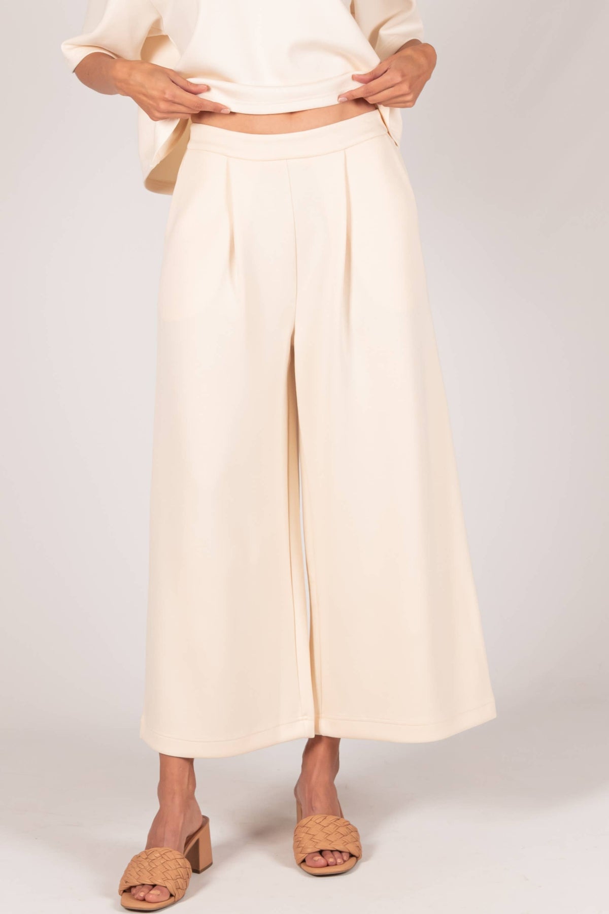 P. CILL Butter Modal Wide Leg Culotte Pants: Black or Charcoal