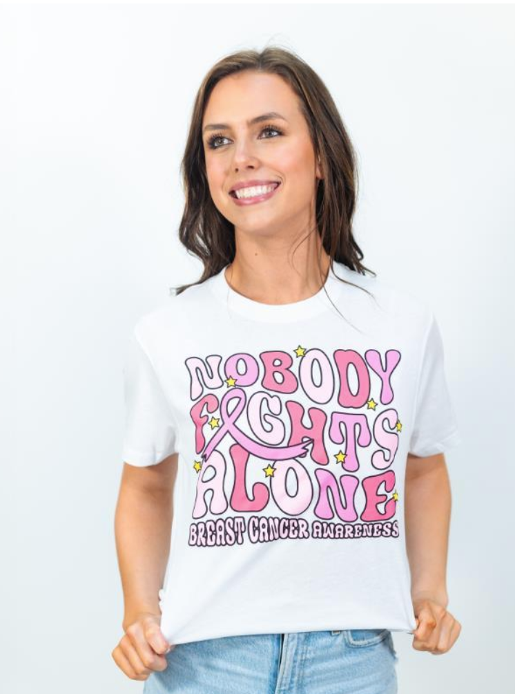 Breast Cancer Nobody Fights Alone Crew Neck