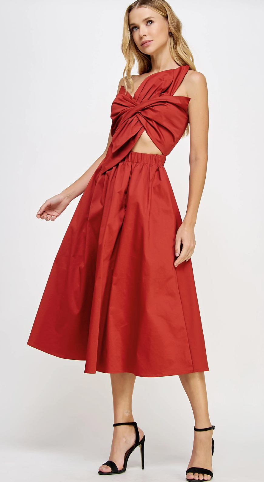 Wendy Knotted Flower Bow Midi Dress