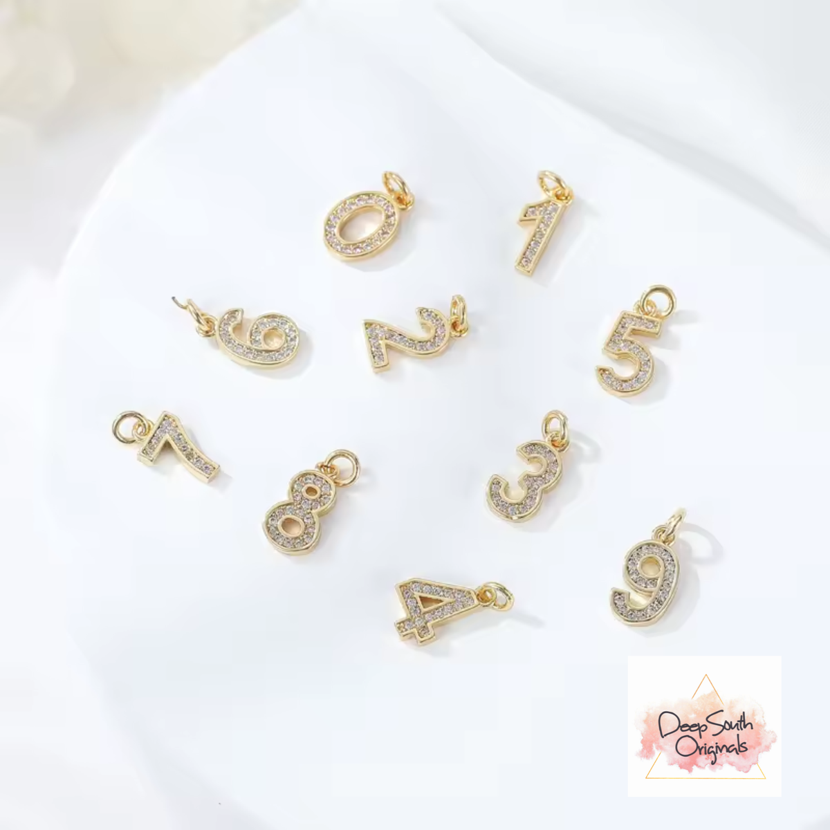 Itsy Pave Number Charms ~ Gold Filled : Zero