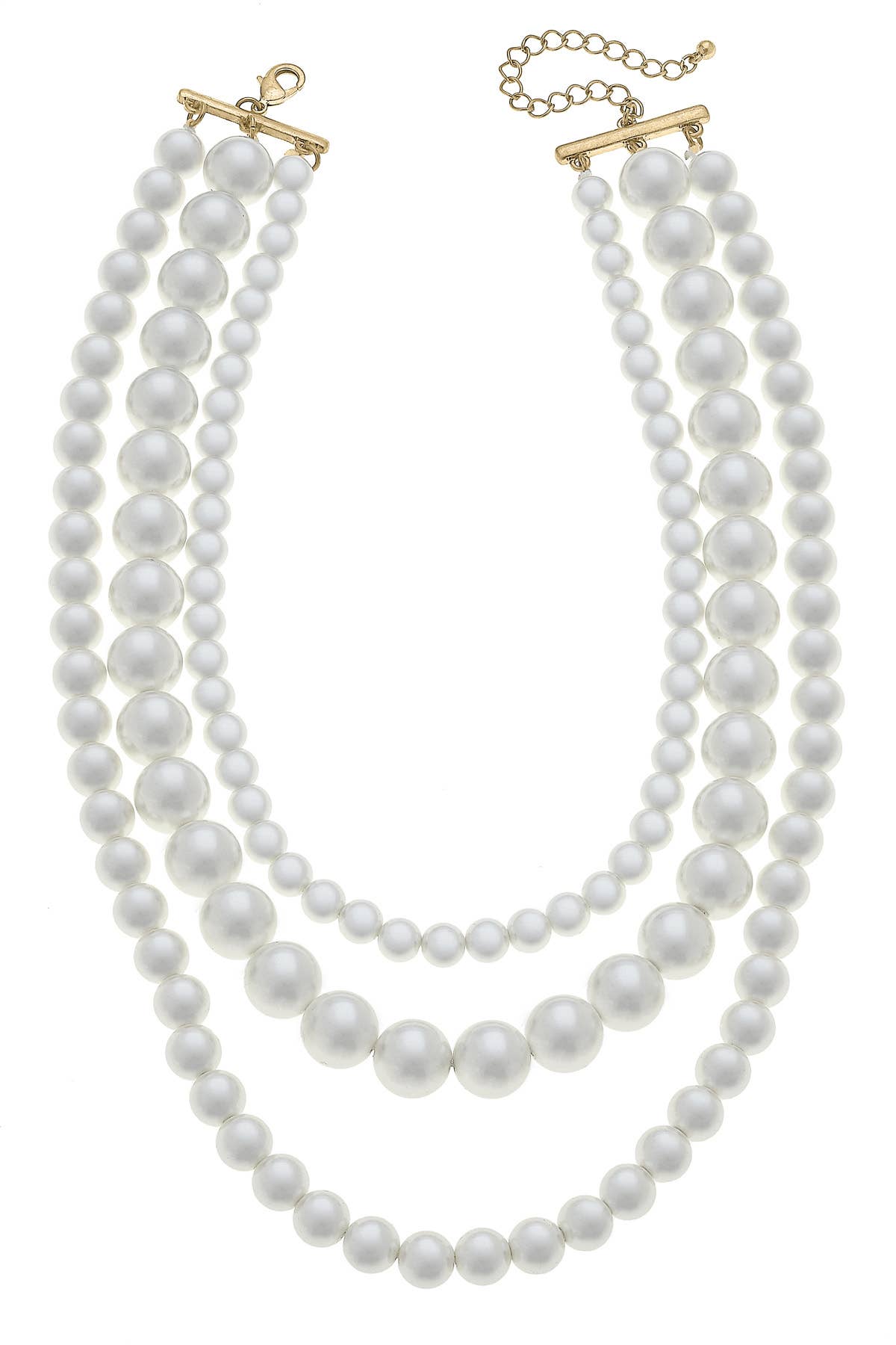 Betty 3-Row Classic Pearl Necklace in Ivory