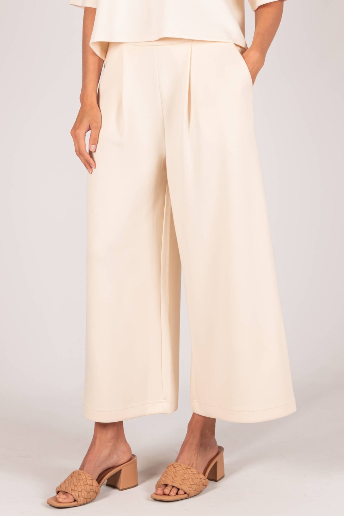 P. CILL Butter Modal Wide Leg Culotte Pants: Black or Charcoal