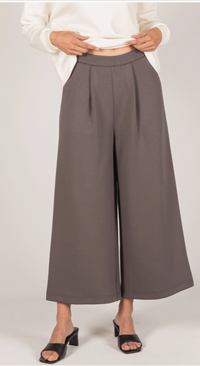 P. CILL Butter Modal Wide Leg Culotte Pants: Black or Charcoal