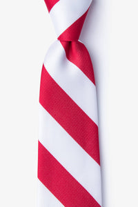 Red and White College Collegiate Stripe - School Colors: Self-Tie Bowtie