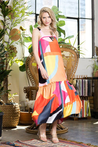 Multicolor Elegant Maxi Summer Dress: MULTI / SMALL