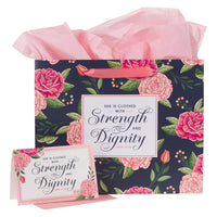 Strength and Dignity Rose Large Gift Bag & Card - Prov 31