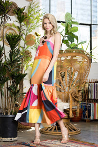 Multicolor Elegant Maxi Summer Dress: MULTI / SMALL