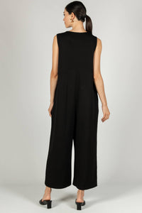 P. CILL Butter Modal Binding Detail Jumpsuit: Black