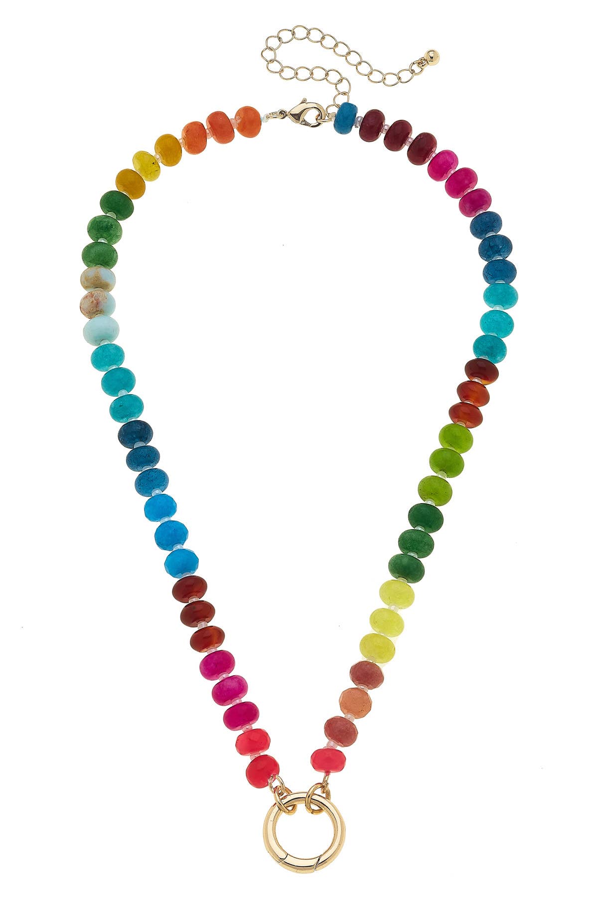 CANVAS STYLE CHARM BAR -Lucy Gemstone Beaded Charm Necklace Base in Rainbow Multi