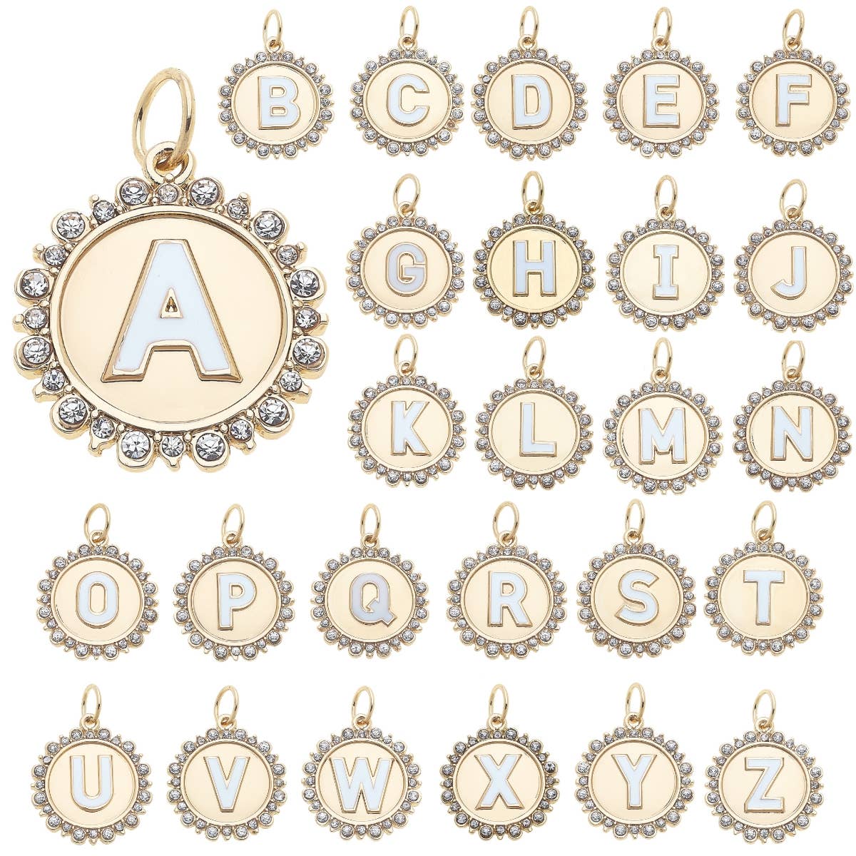 CANVAS STYLE CHARM BAR -  Rhinestone Disc Letter Charms Assortment