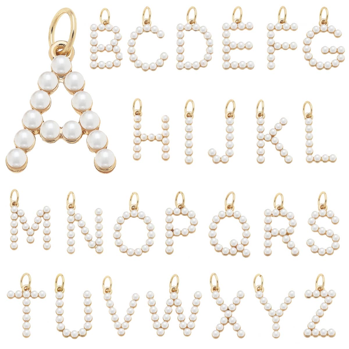 CANVAS STYLE CHARM BAR - Pearl Studded Letter Charms Assortment